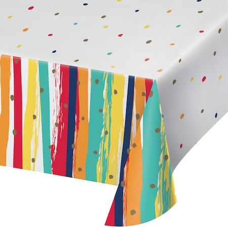 Creative Converting Birthday Stripes Paper Tablecloth, 102"x54", 6PK 356652